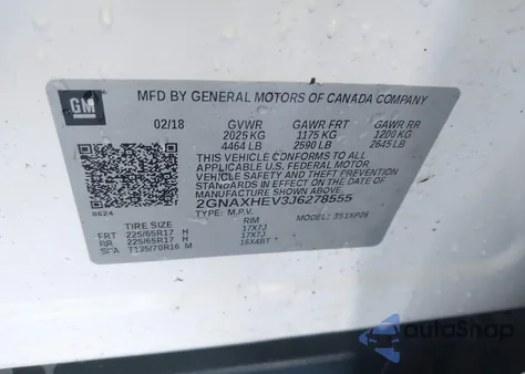 2018 Chevrolet Equinox Ls z USA, uszkodzony, nr VIN 2GNAXHEV3J6278555